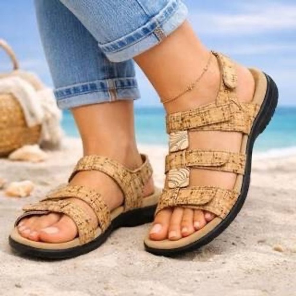 Vionic Amber Cork Adjustable Backstrap Sandals Tan Gold 44AMBER Size 10